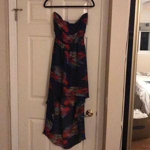 Strapless Feather High Low Dress